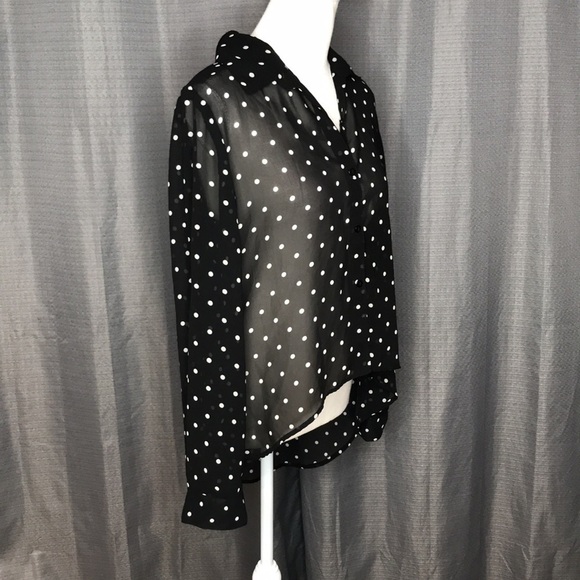 MARISOL LARGE BLACK WITH Cream POLKA DOTS BLOUSE - Picture 2 of 9
